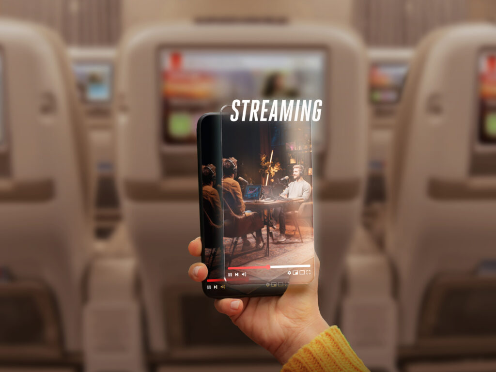 streaming to a PED on an airplane