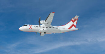 White ATR 42 with the JSX X on the tail and fuselage