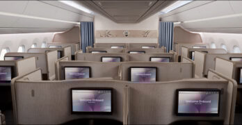 Bulkhead divider in a business class cabin