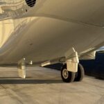 Gogo 5G antenna hardware installed on the belly of a test aiarcraft.