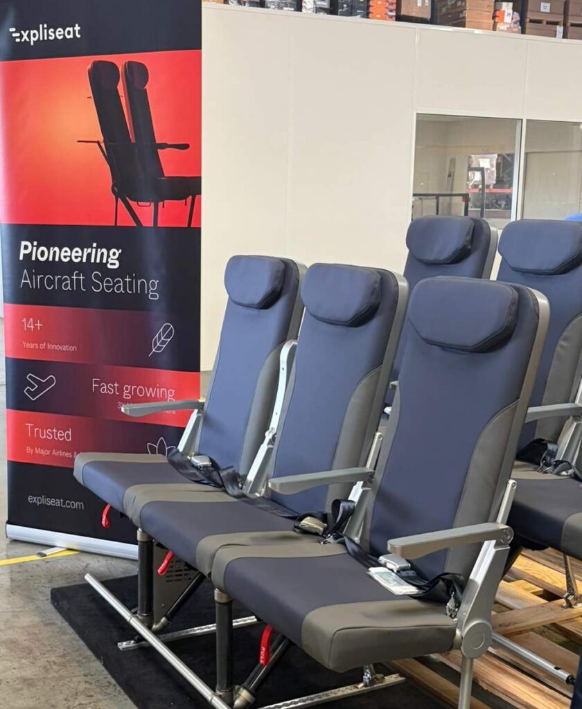 grey and blue economy class seats