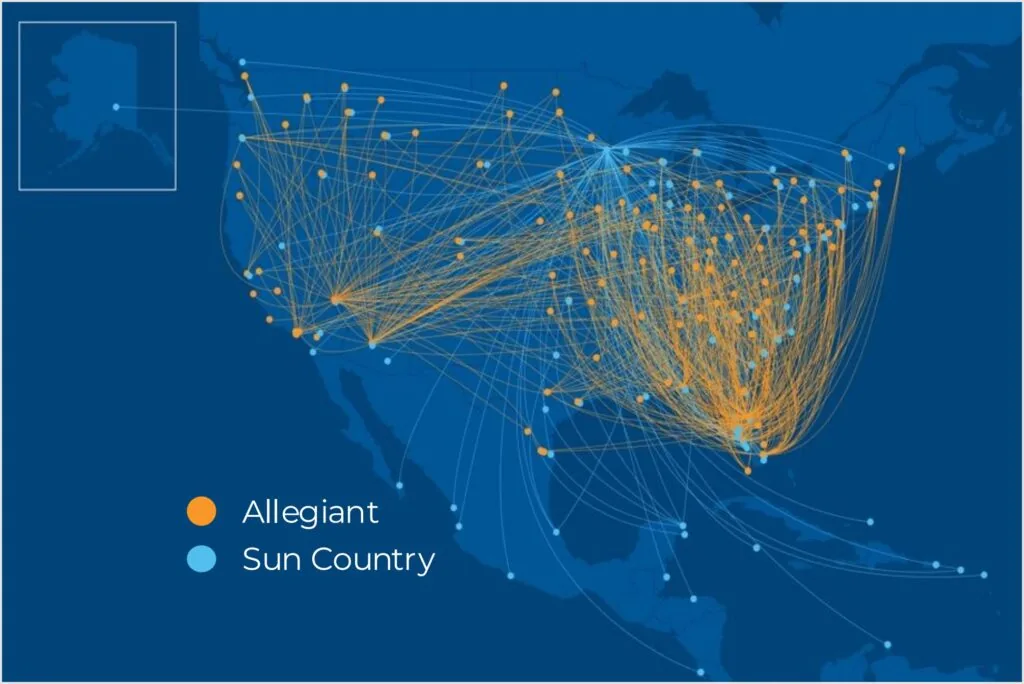Lots of route lines on the combined carriers' proposed map.
