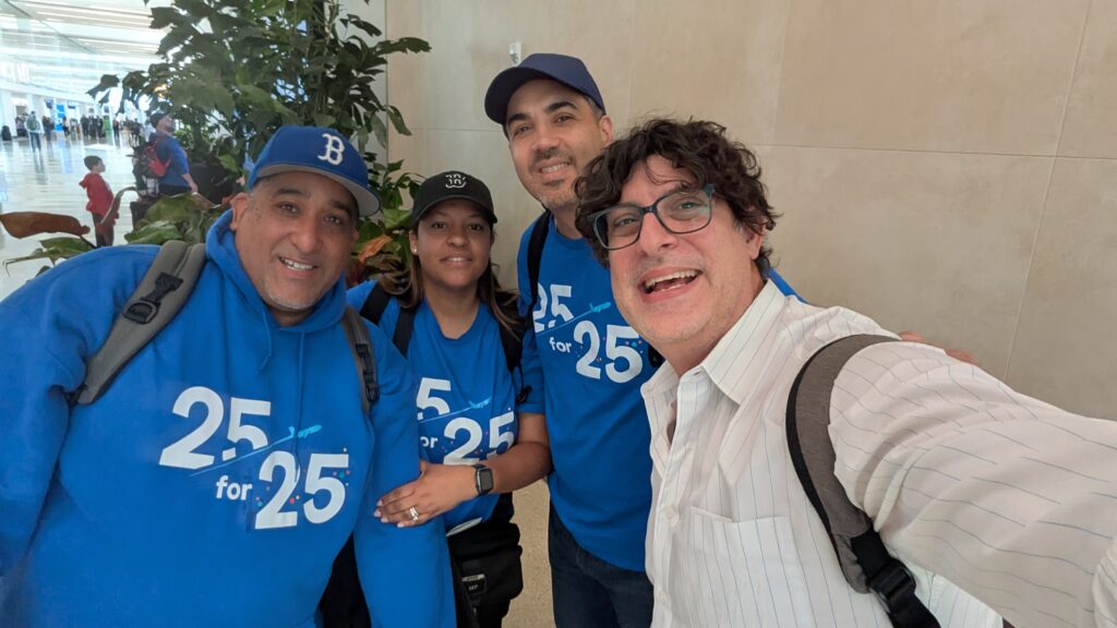 group of 25for25 passengers in the Orlando airport