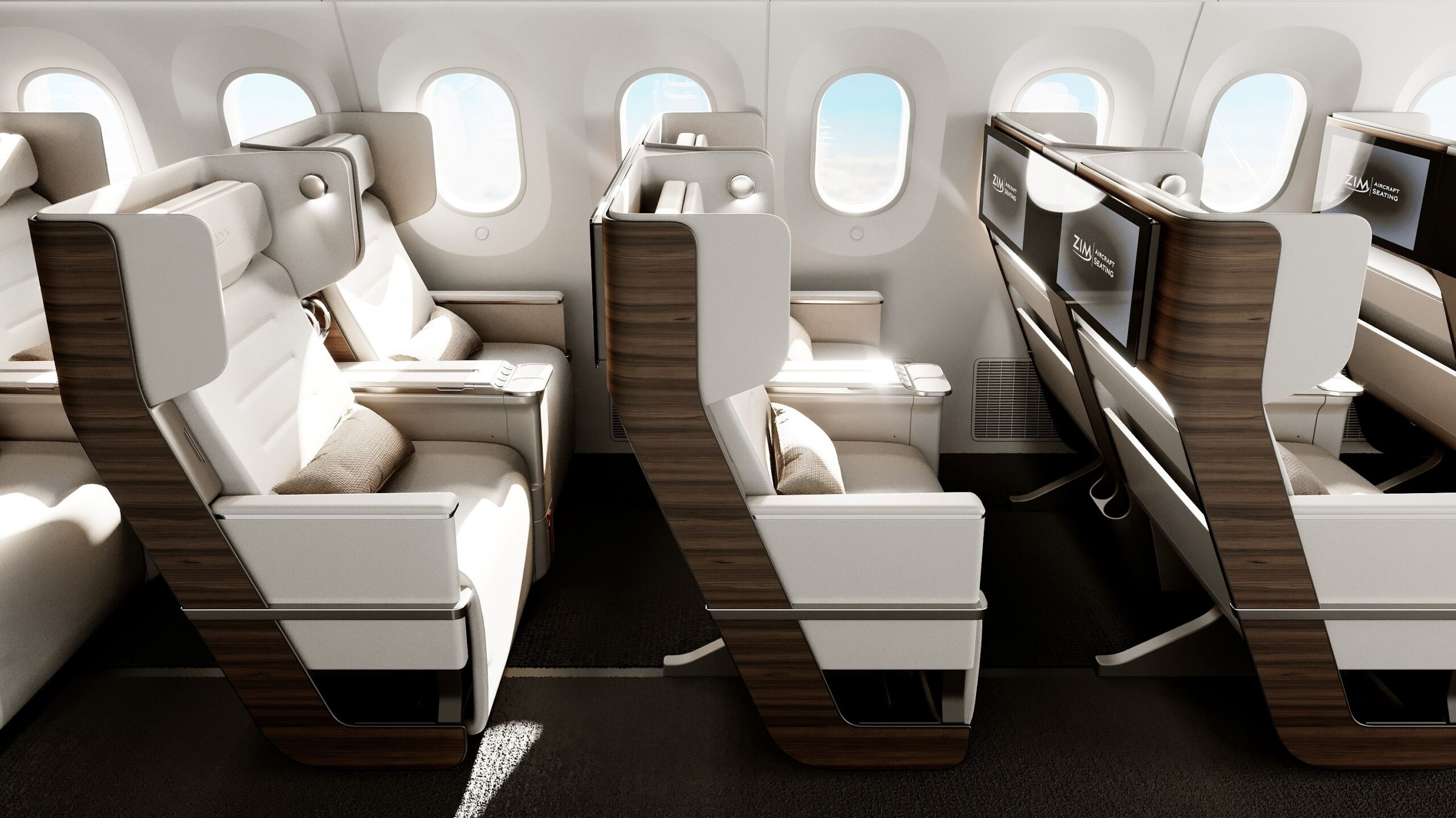 the-frame_pr-graphic-1_crystal-cabin-award premium economy seating with wood components rather than plastic in some trim.