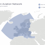 Map of mostly Europe with parts highlighted for two different level of service.