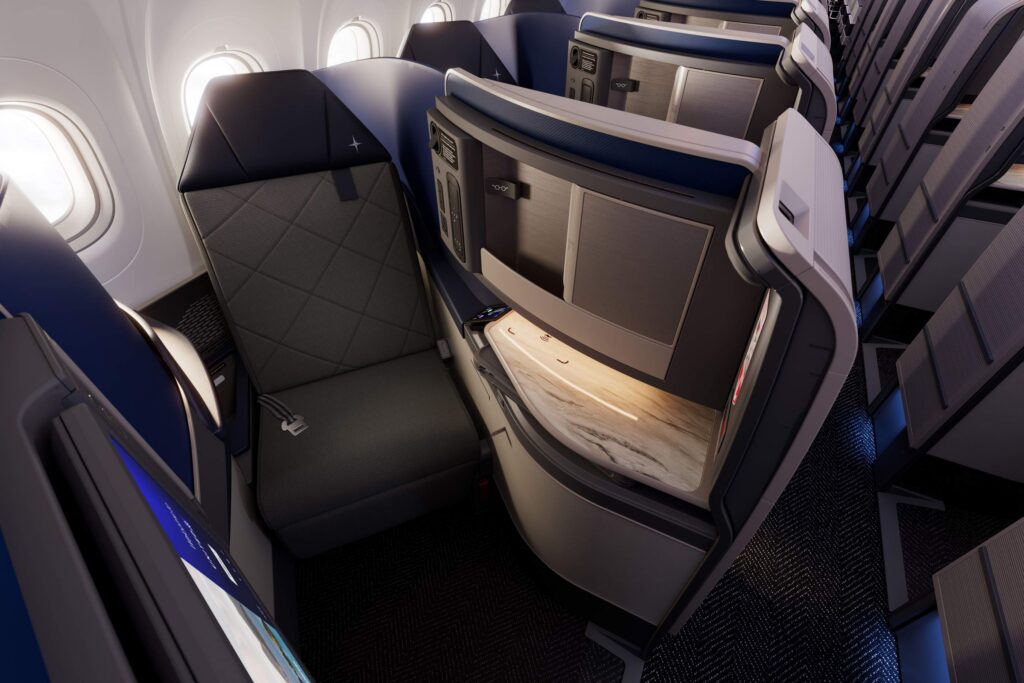 A translucent shell and curves in key areas aim to give a more spacious feel to the new United Polaris seats flying on its A321XLR and 