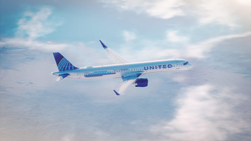 United's A321XLR rendered with a special 