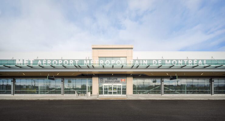 The front entrance of the new MET Airport in St Hubert, Montreal (image via Porter Airlines)