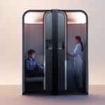 The E-Lounge digital workspace concept brings privacy to those chatting, and serenity to the rest of the cabin (image via Boeing)