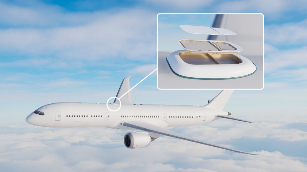 Rendering of the AERA terminal atop a 787 (image via Viasat)