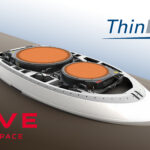 Rendering of the ThinKom ThinAir Ka2517 antenna with ThinKom and RAVE Aerospace logos.