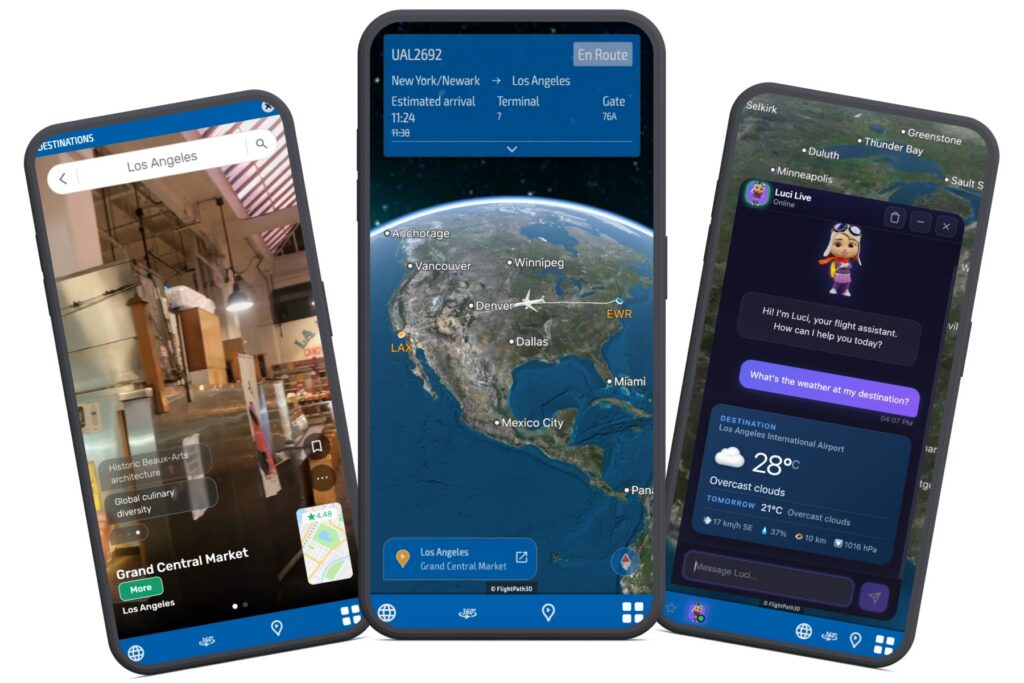 Trio of interfaces for the FlightPath3D Cloud service
