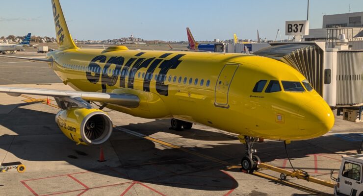 A Spirit Airlines A320neo at Boston's Logan International Airport