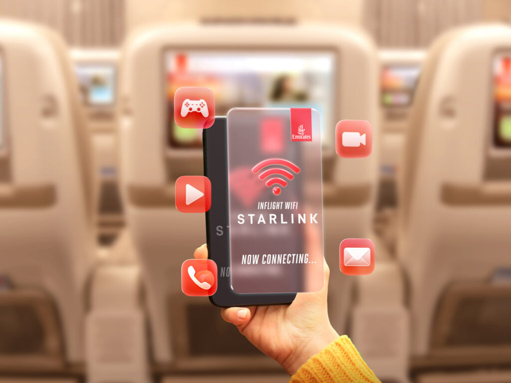 Emirates' upgrades to the Starlink inflight internet solution continues, now flying on its first A380