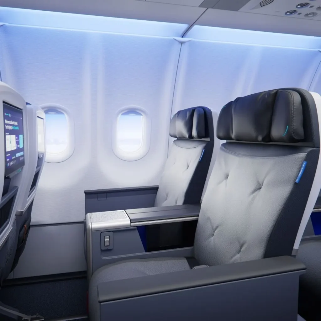 JetBlue's BlueFirst seats, a typical 2-2 layout on board (Image via JetBlue)