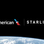 American Airlines and Starlink logos in space.