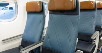 Recaro's R2 economy class seats are now installed on American's new E175s coming from the Embraer factory (image via Recaro/Embraer)