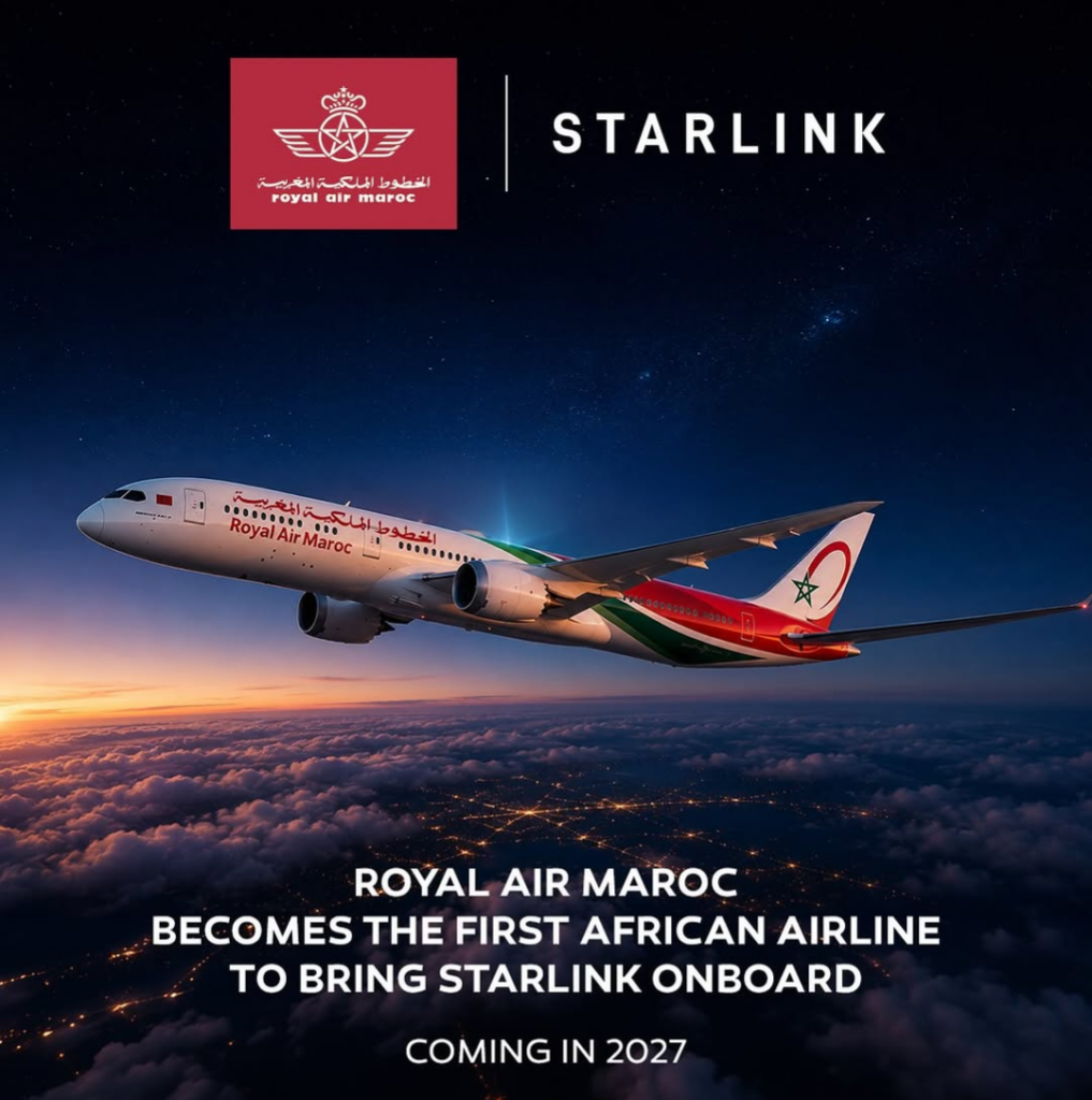 Royal Air Maroc/Starlink announcement social media post